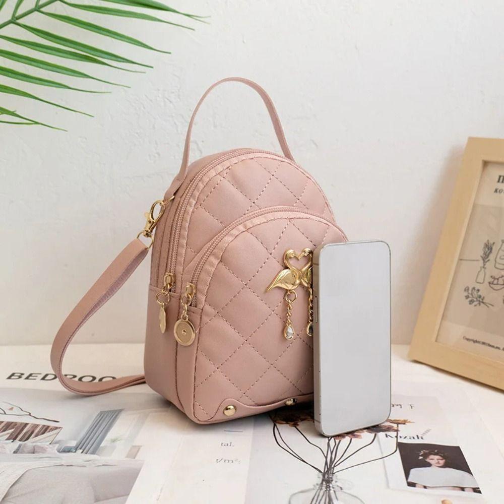 Fashion Swan Ornaments Mini Backpack Cute Embroidery Satchel Bags PU Leather Large Capacity Leather Bookbag Women