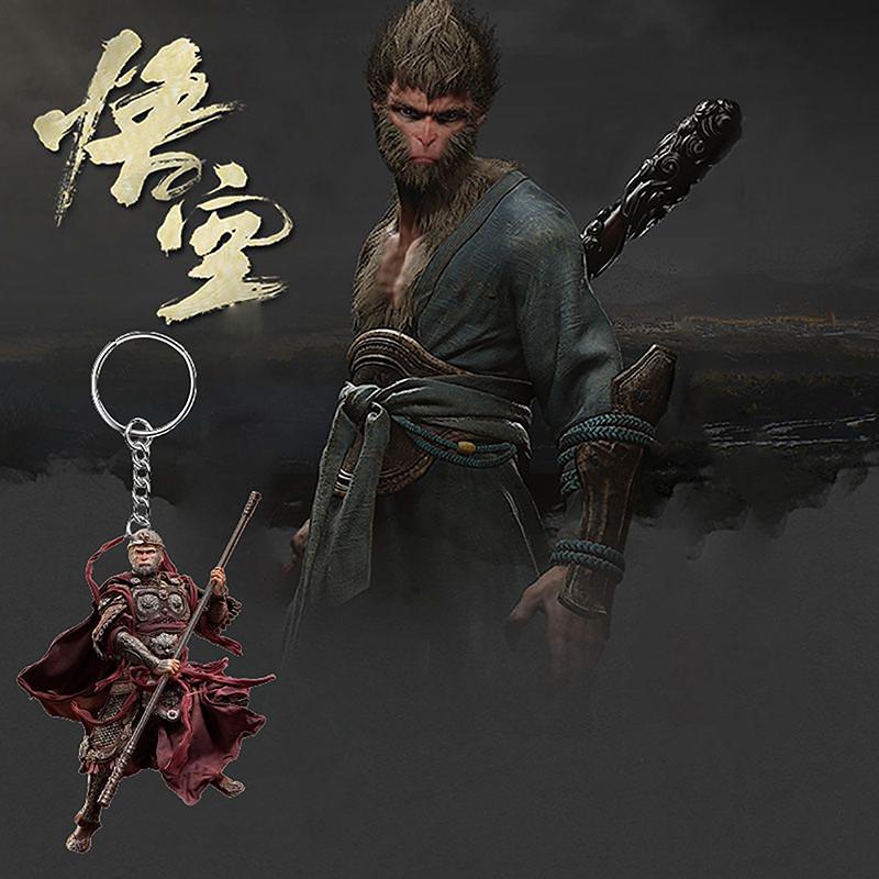 Čínská akční hra Černý mýtus Wukong Klíčenka Přívěsek na klíče Přívěsek na tašku Monkey King Sun Keyring Šperky Fanoušci hráčů Herní dárek