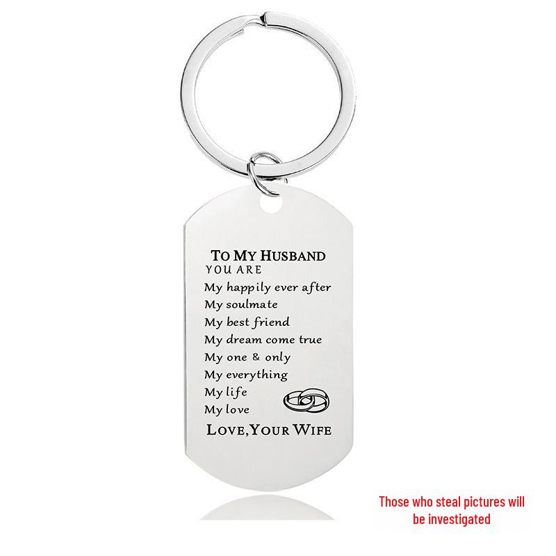 Breloc Militar Gravat din Oțel Inoxidabil - Cadou de Ziua Îndrăgostiților pentru Cupluri