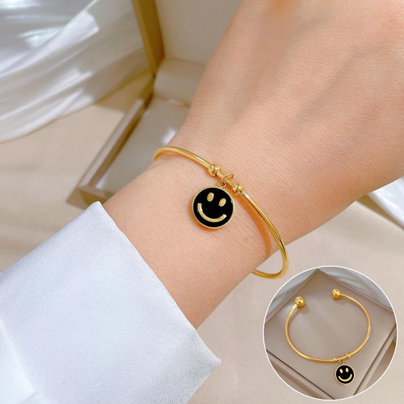 European And American Light Luxury Bracelet Minimalist Fritillary Smiley Face Stainless Steel Jewelry