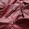 2022 Men's Fashion PU Leather Biker Jacket with Stand Collar - European and American Style