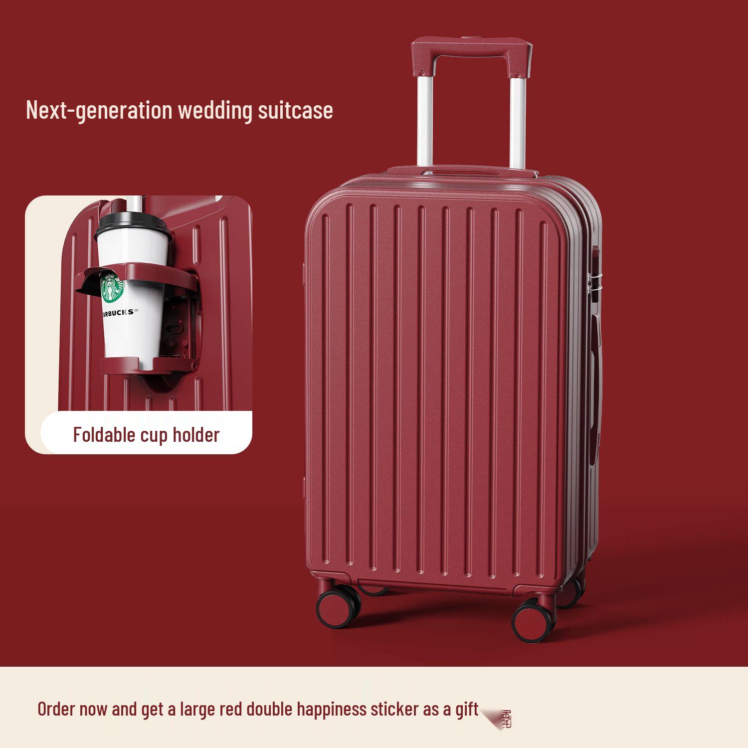 

Red Bridal Travel Suitcase Set with Combination Lock - Mother-Child Trolley 20 inch