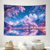 Sakura Cherry Blossom Mountain Lake Sky Reflection Wall Tapestry Machine Washable All Season  Fantasy Landscape Design Home