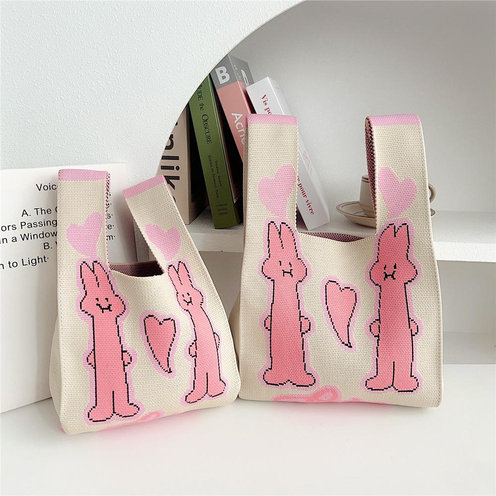 Knitted Mobile Phone Bag For Women In Spring And Autumn Cute Cartoon Versatile One Shoulder Diagonal Cross Bag Travel Coin Purse Small Handbag