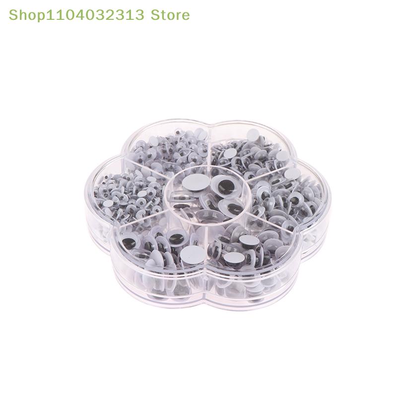 petite700PCS Mixed 4/5/6/7/8/10/12mm Dolls Googly Wiggly Eyes DIY Scrapbook Self-adhesive Moving Eyes For Toys Accessories