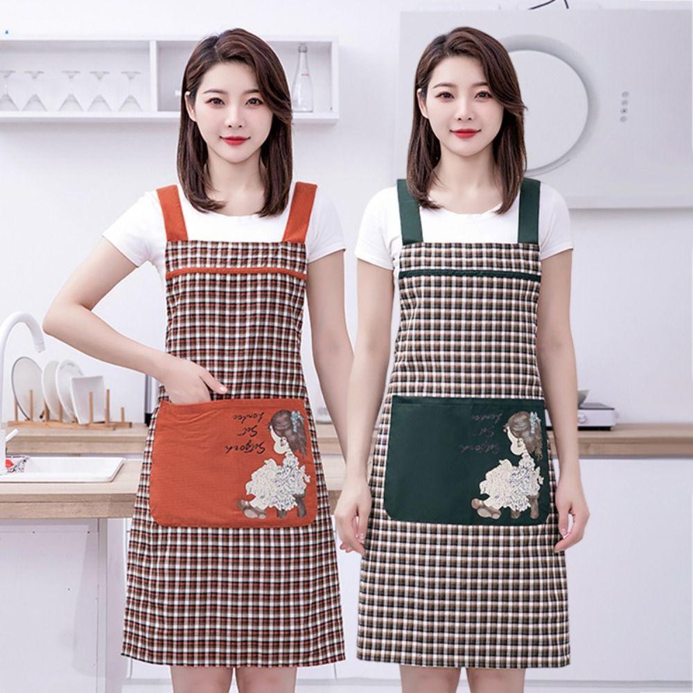 

Household Work Apron Cartoon Girl Coffee House Apron Women Kitchen Apron Barber Carpenter Florist зелений