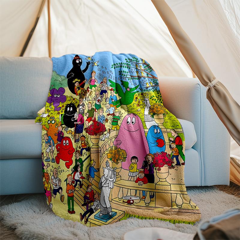 Barbapapa1 printed throw blanket—lightweight,soft,warm;versatile blanket for all seasons—perfect as &air-conditioning throw,nap blanket