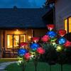 3 Heads Solar Lights Outdoor Decorative Solar Garden Lights Rose Flower Lawn Stake Lamp for Yard Patio Decor with Dragonfly