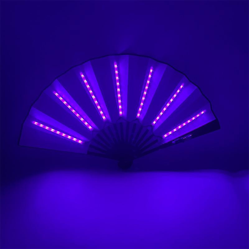 Rose Lace Edge LED Folding Fan - Wedding Gift & Dance Prop