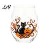 Fall Harvest Party Supplies Halloween Theme Glass Tumbler Ghost Black Cat Skull Pumpkin Hand Painted Cups Cup Spooky Lead-free Glassware for Party