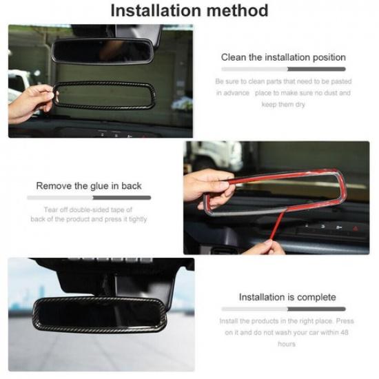 Car Inner Rearview Mirror Cover Trim For Ford F150 2015- Accessories Carbon