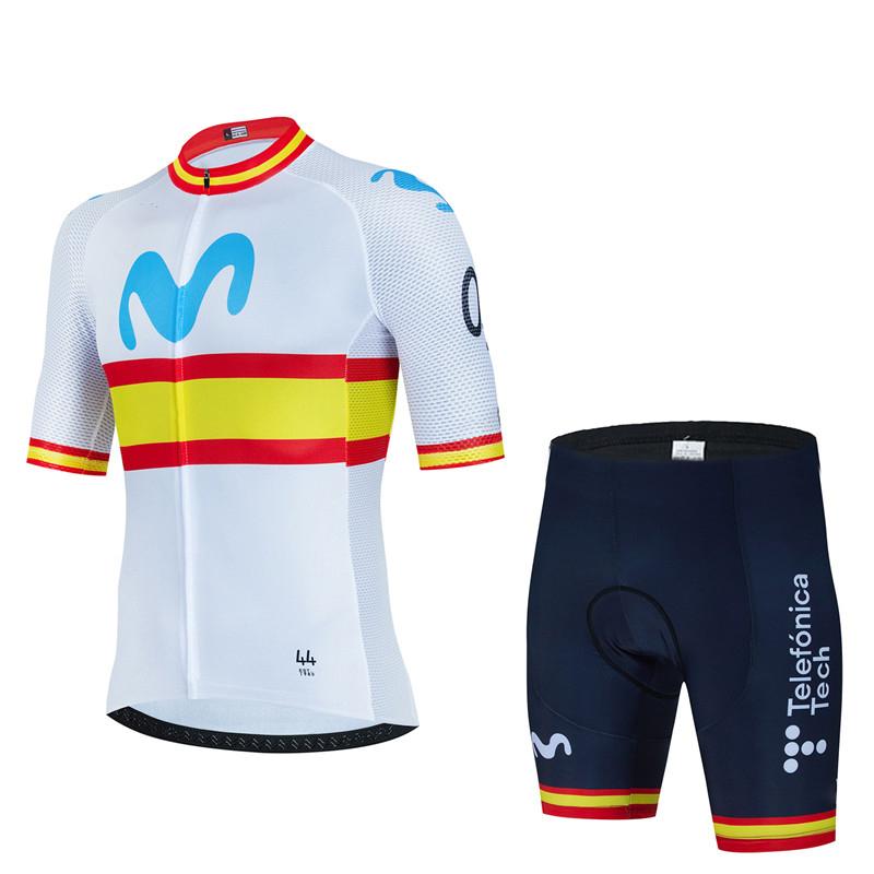 Movistar Pro Team Summer Cycling Jersey Suit Men's Breathable Mountain Bicycle Clothing Set Bike Mountain Maillot Ropa Ciclismo
