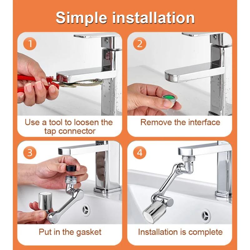 1080° Universal Rotation Faucet Extender Kitchen Robot Arm Extension Faucets Mixer Aerator Head Bubbler Water Tap Nozzle