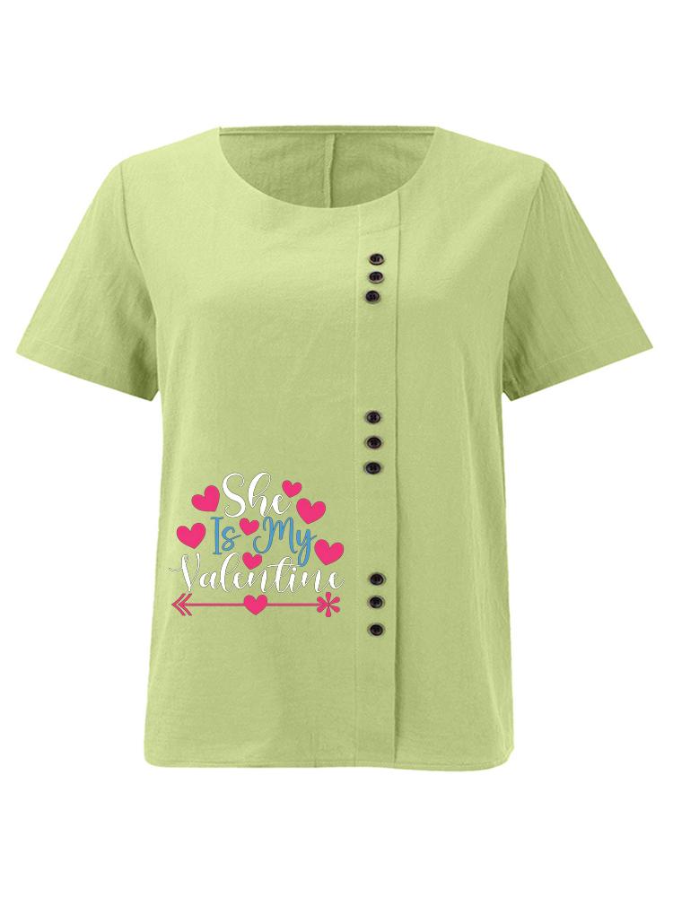 

Women s Fashion Love Letter Print Shot Sleeve T-shirt Loose Cotton Shirt Casual Loose Summer Plus Size Blouse Tops 5XL зелений