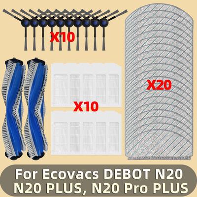 Kompatibel für Ecovacs DEBOT N20 / N20 PLUS / N20 Pro PLUS Haupt-Seitenbürste Filter Mopptücher Zubehör Ersatzteile