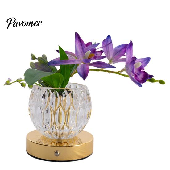 Elegantes Geschenk für Frauen Blumige Tischlampe, 3-farbige Orchideen-Nachtlicht, Wiederaufladbar Kabellos Touch-Dimmbar Künstliche Steuerung Nachttischlampe LED