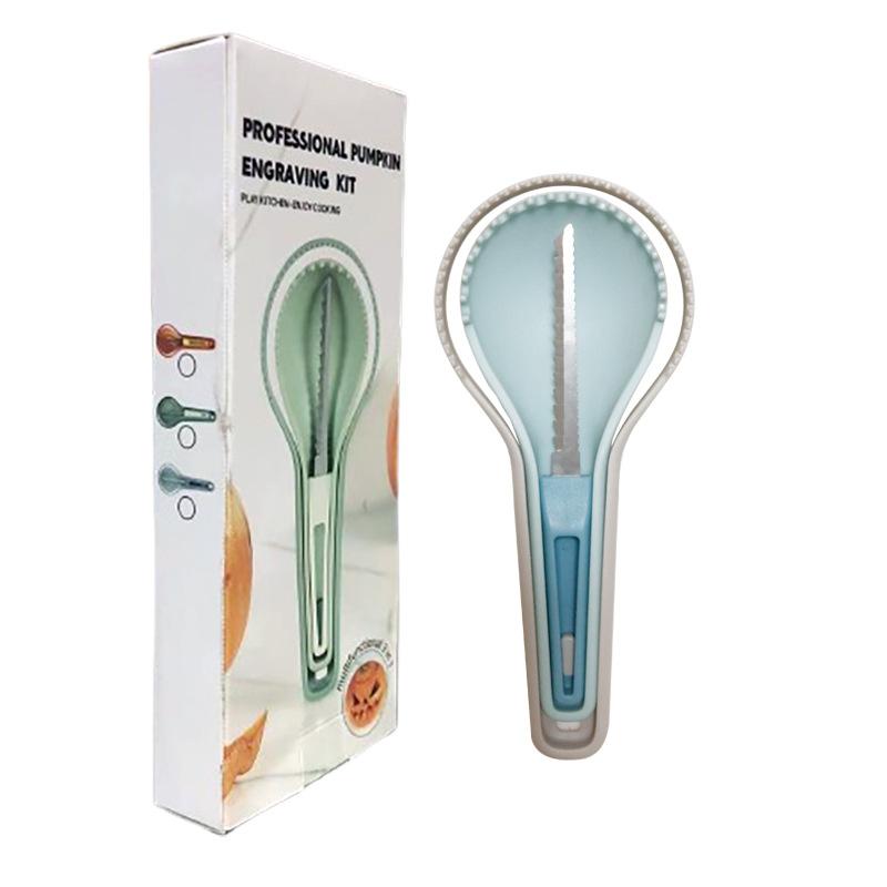 3-in-1 meloen- en fruitseparator, pompoensnijder, fruitvleesextractor, snijgereedschap, fruitkernverwijderaar, Halloween