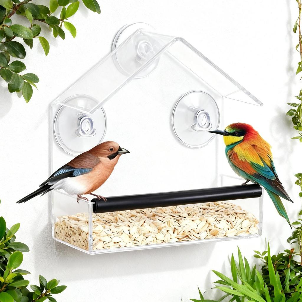 Window Bird Feeder Waterproof Birdwatching Birdfeeders Suction Cup Bird Feeder Window For Outside Garden Outdoor Balcony