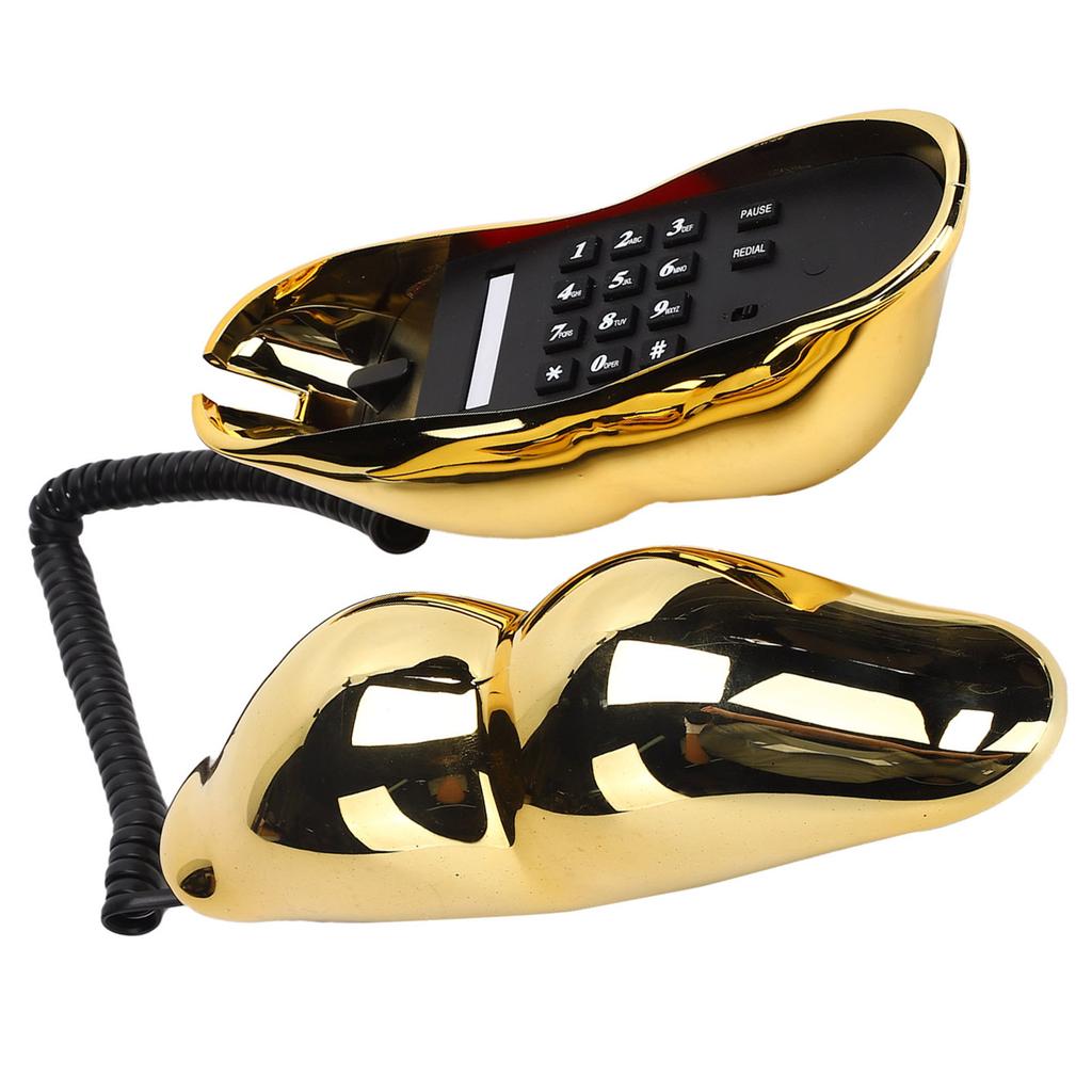 Electroplating Golden Lip Shape Telephone with Telephone Line for Home Office Hotel