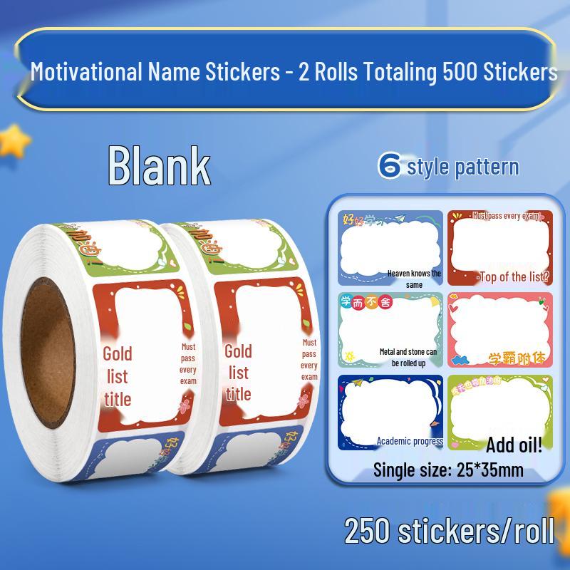 250 Tear-Resistant Cartoon Name Stickers for Kindergarten & First Grade Students