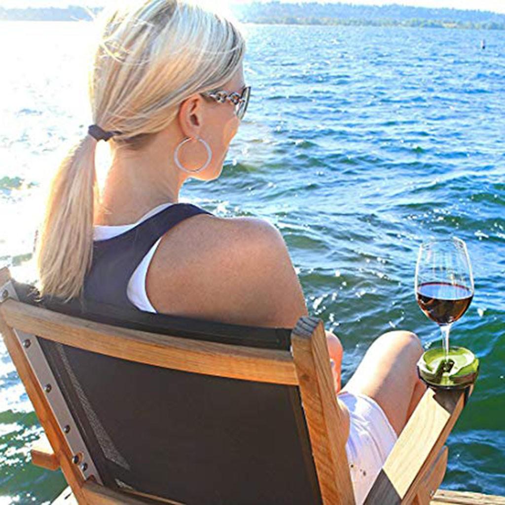 Outdoor Wine Glass Beer Holder To Armrest With Attachments red Wine