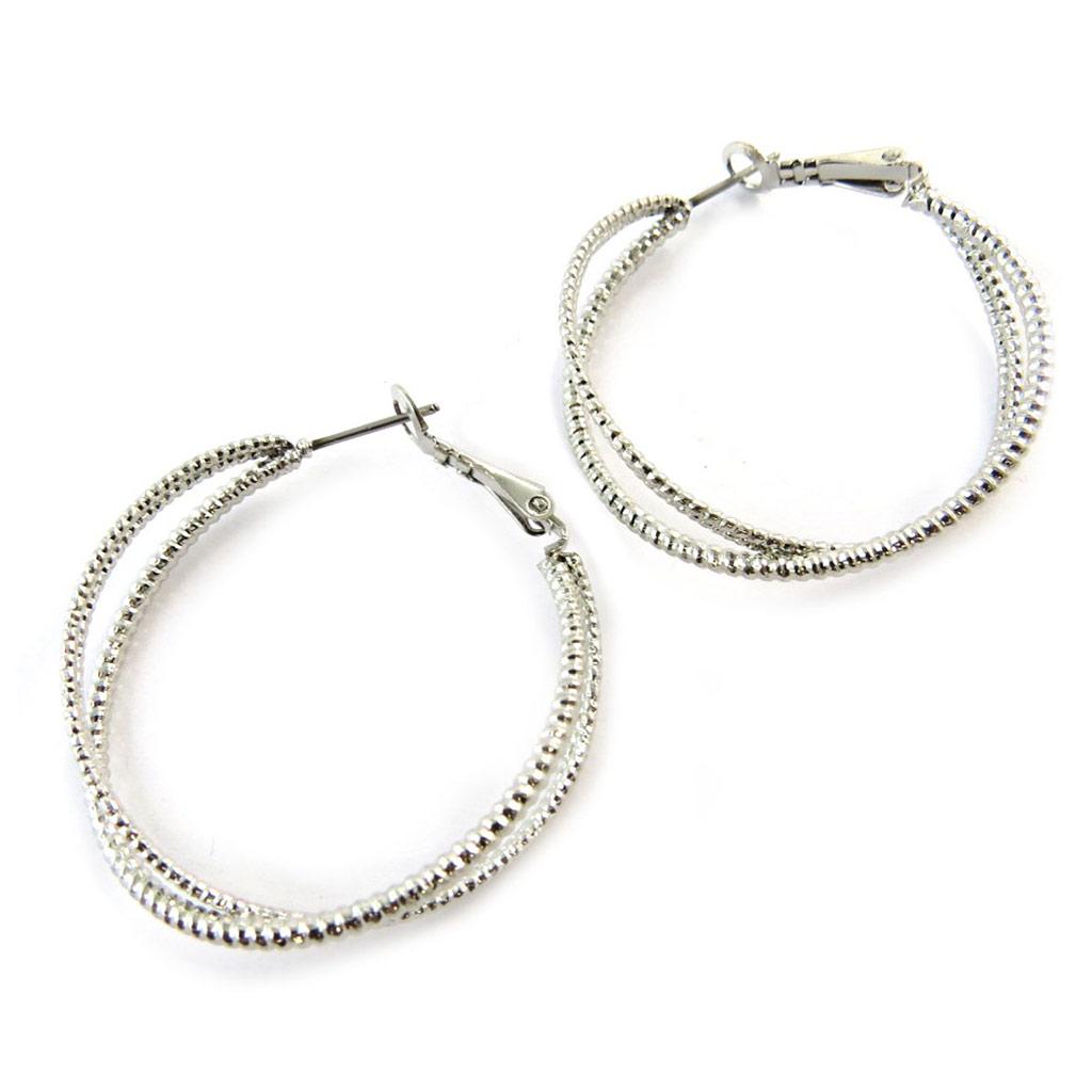 Les Trésors De Lily [N6289] - Silver 'Choréographie' Hoop Earrings Ø 40 Mm 15 Mm