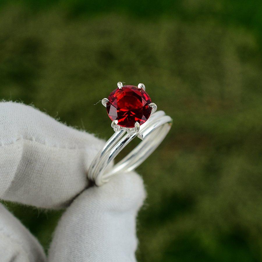 

Friendship Day Deal Natural Mozambique Garnet New Stackable Ring Sterling Silver Adjustable