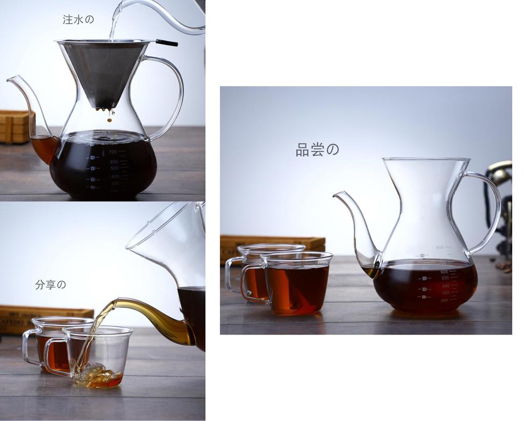 Gugrida Coffee Server, Drip Coffee Server, Hand Drip Coffee Server, Heat and Cold Resistant, High Boron Silica Glass Material (Beak 500ml)