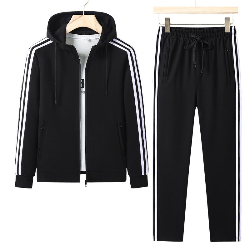 Pamuklu Spor Giyim Seti Erkek Sonbahar ve Kış Rahat Hırka Sweatshirt Koşu İki Parça Set