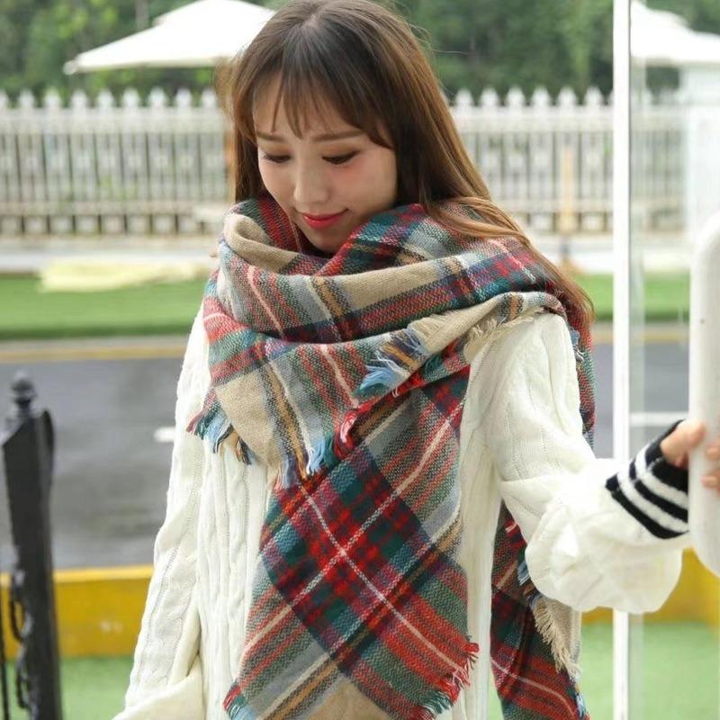 Premium shawl autumn and winter new Maillard imitation cashmere plaid scarf women's thickened warm versatile scarf