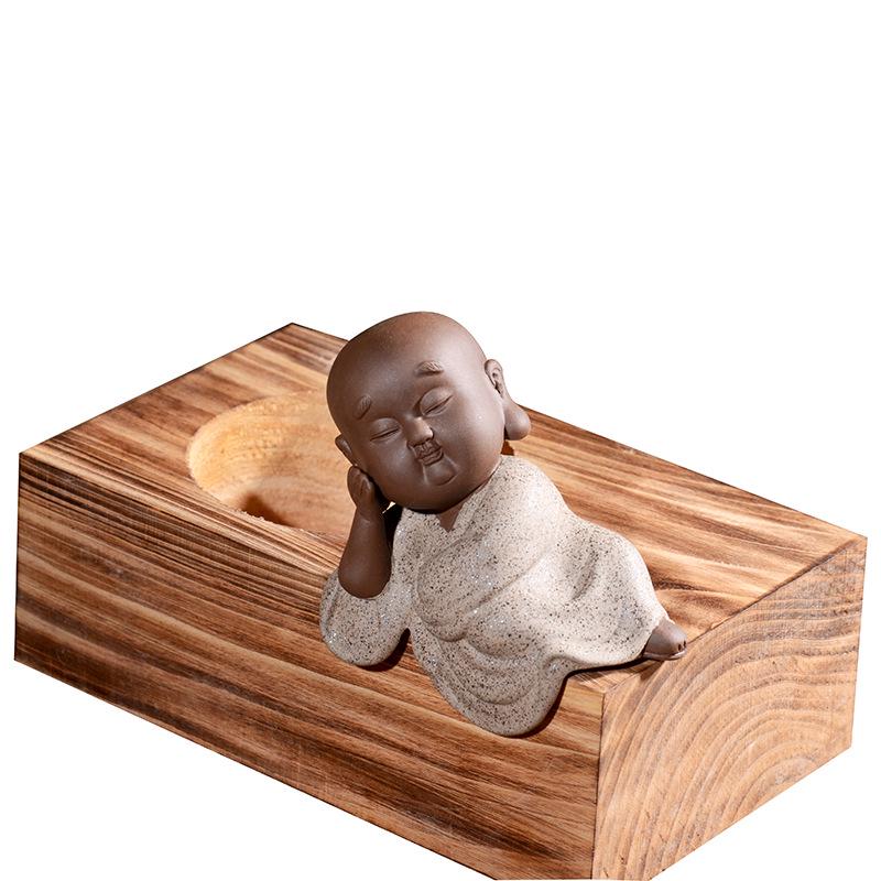 Zen Novice Monk Zisha Ceramic Figurine - Creative Home Tea Pet Ornament