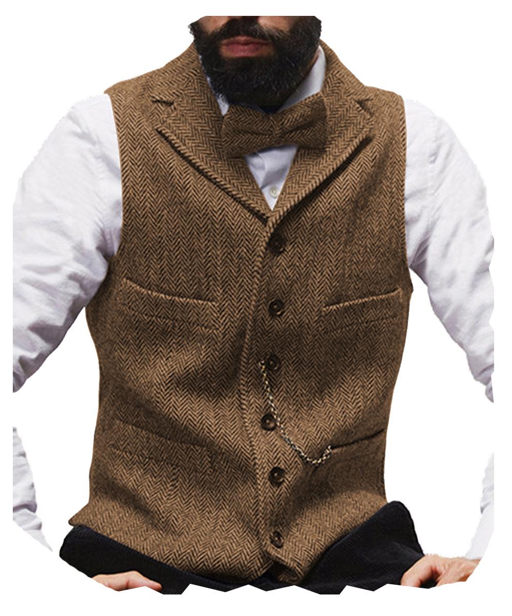 Men s Herringbone Pattern Formal Wedding Vest XXXL