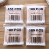 Pack of 100 Disposable Double-Headed Cotton Swabs for Ear Cleaning and Makeup Removal