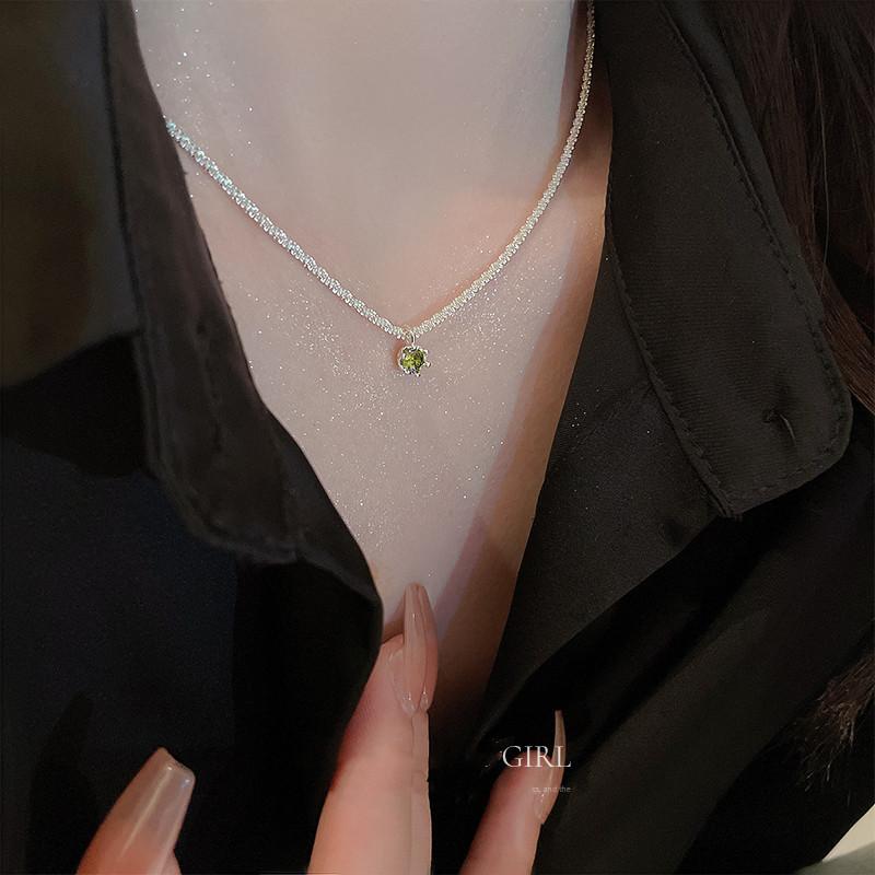 Silver Sparkling Plain Chain Necklace Women'S Summer Collarbone Chain Temperament Fashion Neck Chain Tide