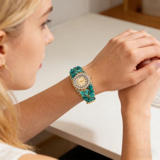 Orologio Bracciale Floreale da Donna Quadrante Rotondo con Strass Classico Casual Formale Orologio da Polso Bracciale al Quarzo Accessorio Gioiello di Moda