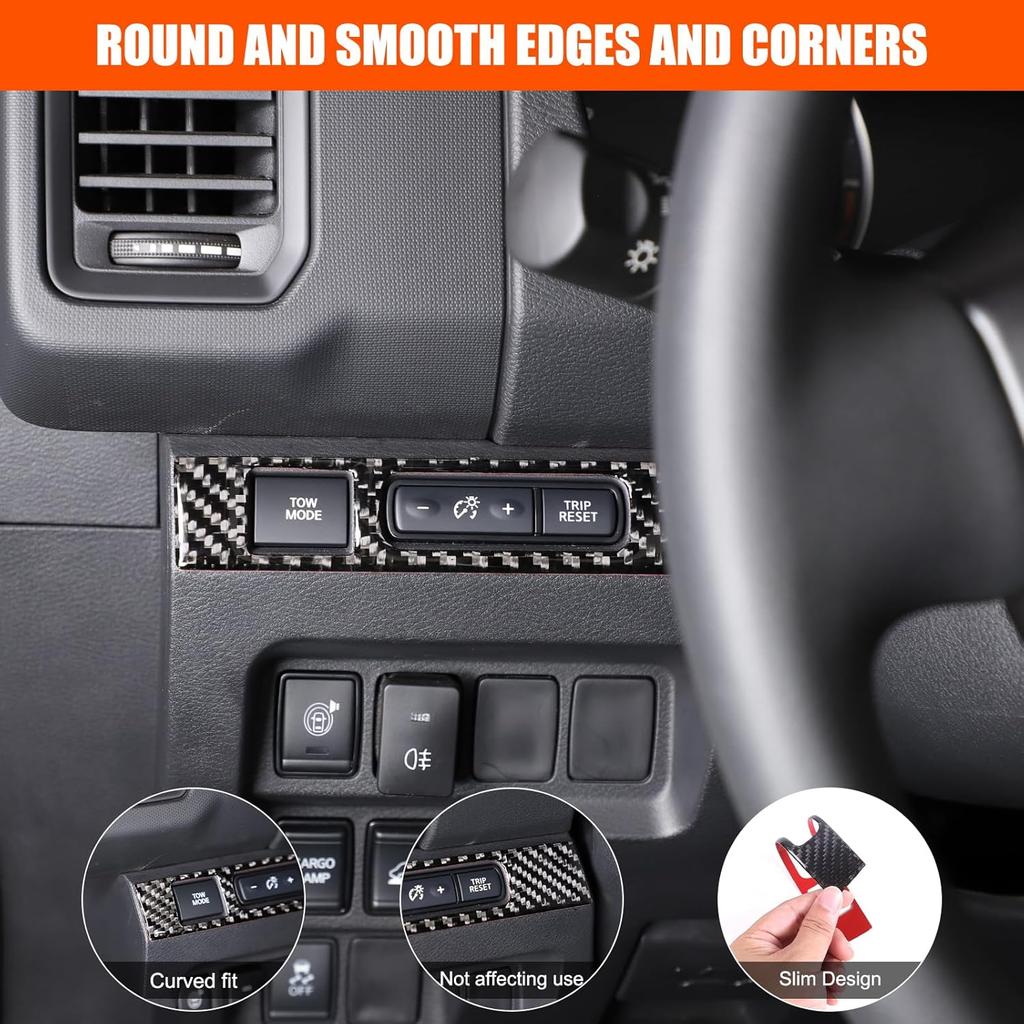 Daeiclru Headlight Switch Button Frame Cover Trim Compatible with Nissan Frontier 2022-2025, Soft Carbon Fiber Headlight Switch Panel Cover Interior