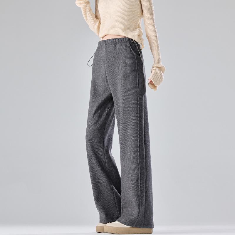 Trendy Maternity Drawstring Gray Pants: Wide-Leg and Narrow Straight-Leg Options for Spring and Autumn