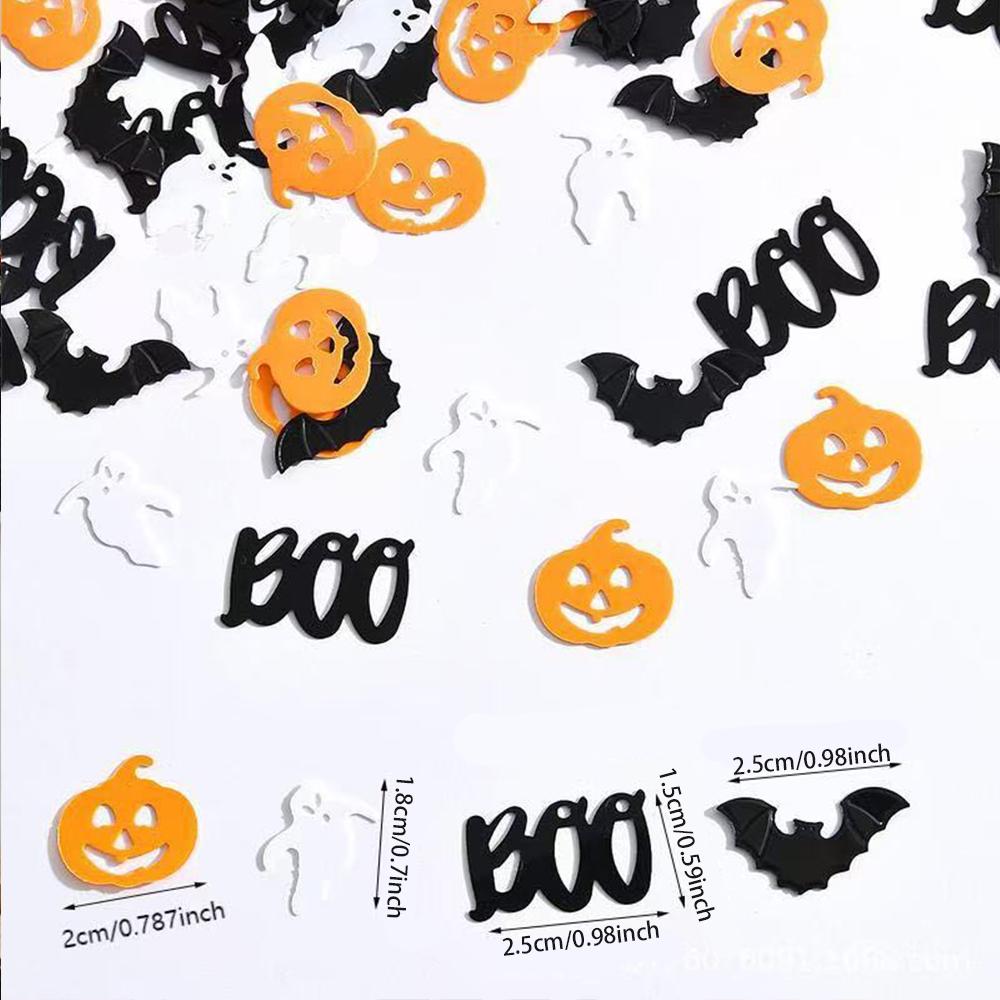 Runtowo 15g Halloween Flat Bat Ghost Witch Loose Sequins, BOO Confetti Halloween Party Festival Ornament Accessories
