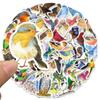 50Pcs Watercolor Bird Handmade Account Stickers DIY Luggage Refrigerator Water Cup Waterproof Sticker Laptop Guitar Decoration