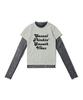CARGOBROS FOR WOMAN Dot See-Through Long Sleeve Layered Casual Short Sleeve Tee Set (Black/Melange)