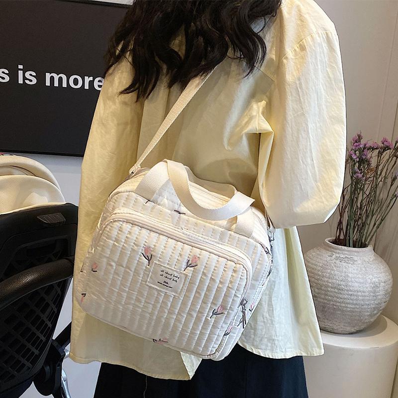 Mama Tasche Niedlicher Bestickter Bär Blume Handtasche Schultertaschen Tragbar Große Kapazität Aufbewahrung Umhängetasche