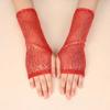 1Pair Gothic Performance Mittens Black Gold Red Dancing Gloves Shining Sequins Gloves  Disco Costume