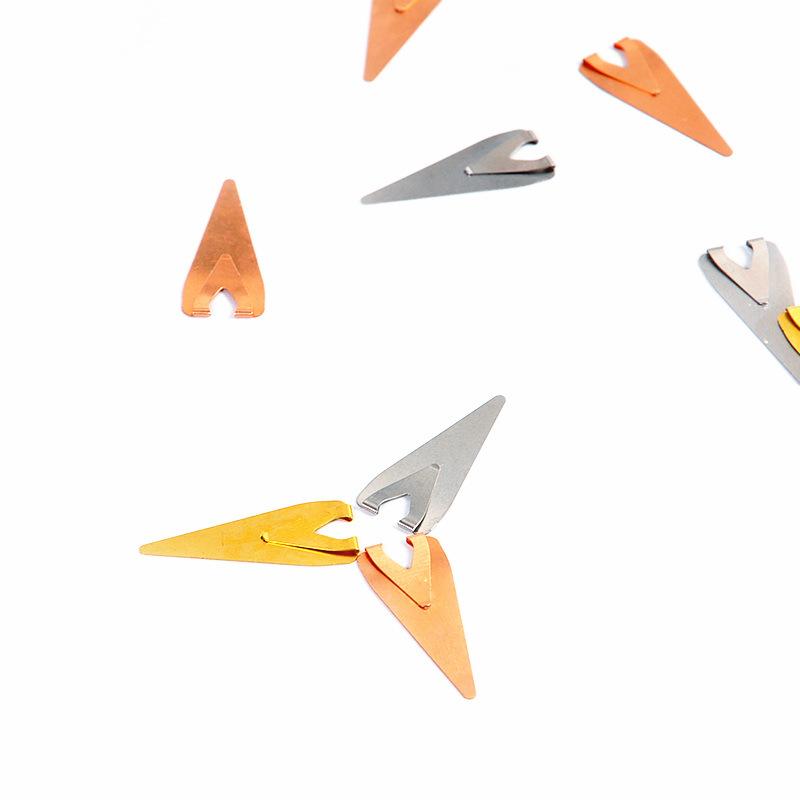 12 Pieces Metal Bookmarks Small Triangular Paper Clip Bookmarks Student Teacher Stationery Reading Tools
