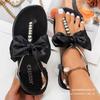 Large Size Rhinestone Herringbone Sandals Women's 2025 Summer New Bohemian Bow Toe Beach Sandals
