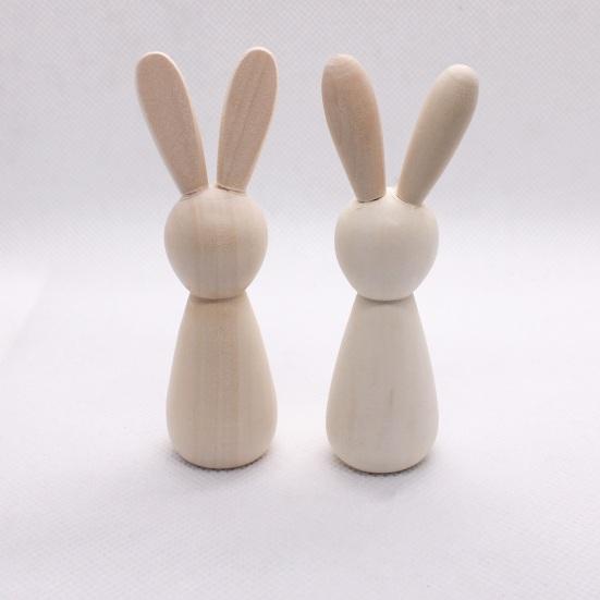 Unfinished Wooden Rabbit Wood Easter Blank Bunny Bunny Figurine Crafts DIY Mini Peg Dolls