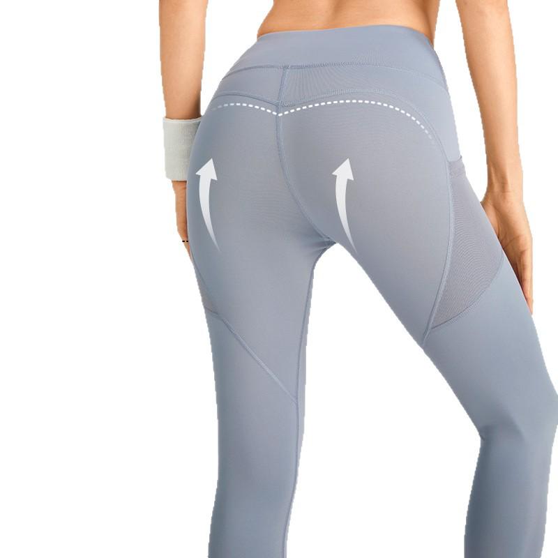 High-Waist Butt-Lifting Women's Yoga Pants with Side Pockets - Slim Fit, Leg-Slimming Fitness Leggings