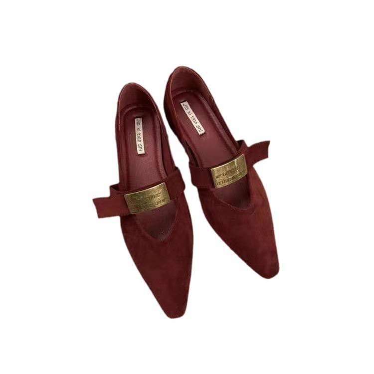 Single Shoes Women's Autumn Height Increase Soft Sole with Skirt Pointed Retro Mary Jane Women's Shoes