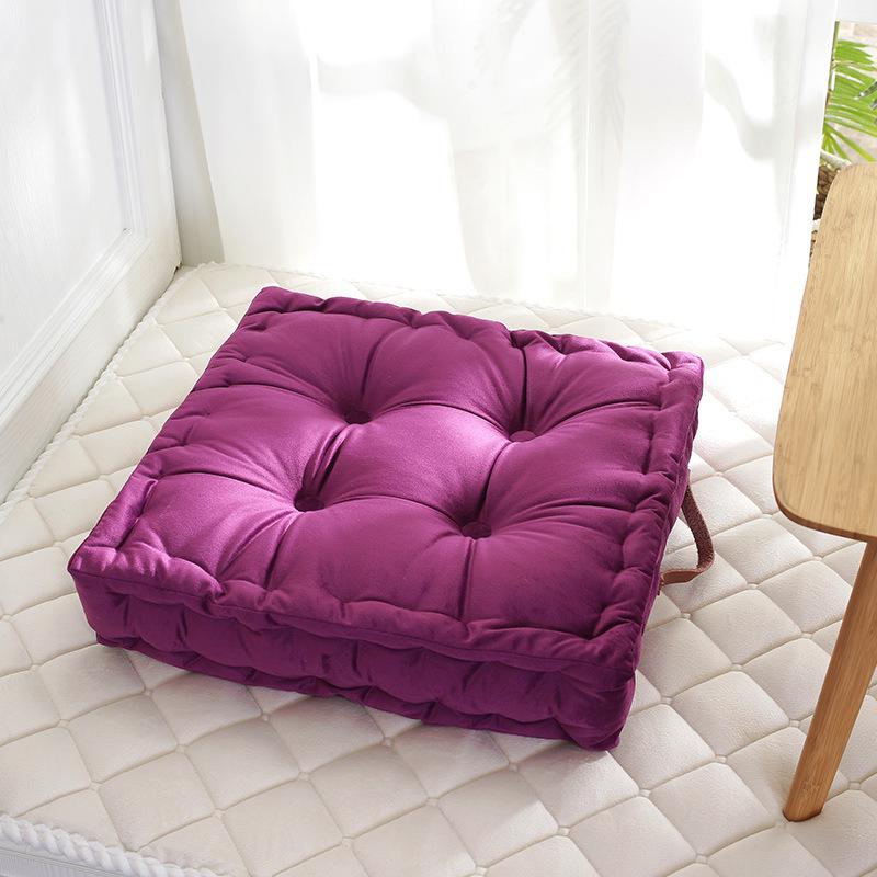 Comfortable Solid Color Dutch Velvet Bay Window Cushion - Thick, Dirt-Resistant, and Portable for Floor Sitting