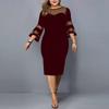 New Mesh Patchwork Plus Size Solid Color Women's Bodycon Dress