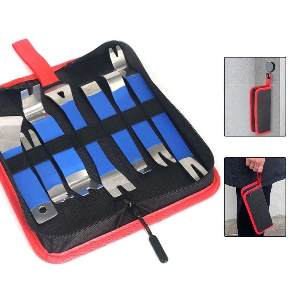 7Pcs/set Non-slip Car Radio Remover with Storage Bag Car Buckle Pry Tool Car Buckle Screwdriver